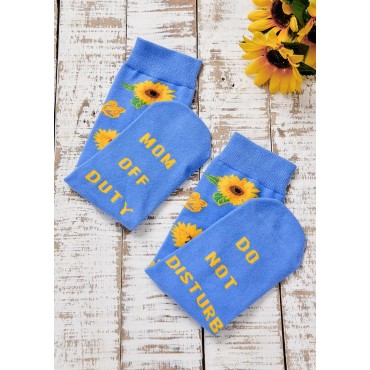 Do Not Disturb Mom Off Duty Sunflower Crew Socks