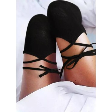 Criss-Cross Tie Thigh-High Socks