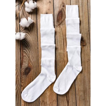 Soft Warm Thigh-High Socks - White
