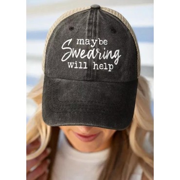 Maybe Swearing Will Help Mesh Criss-Cross Baseball Cap - Black