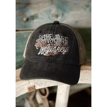 Sunshine And Whiskey Leopard Baseball Cap - Black