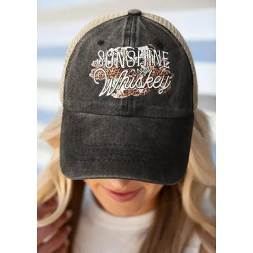 Sunshine And Whiskey Leopard Baseball Cap - Black