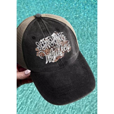 Sunshine And Whiskey Leopard Baseball Cap - Black