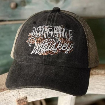 Sunshine And Whiskey Leopard Baseball Cap - Black