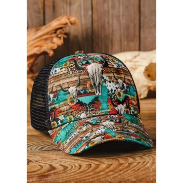 Steer Skull Sunflower Leopard Aztec Geometric Baseball Cap
