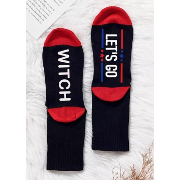 Halloween Let's Go Witch Crew Socks - Black