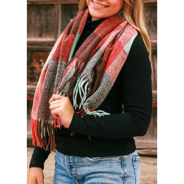 Plaid Tassel Warm Shawl Scarf