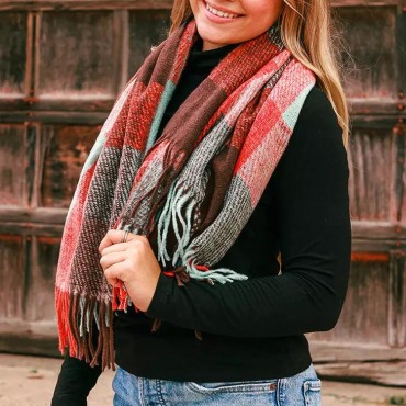 Plaid Tassel Warm Shawl Scarf