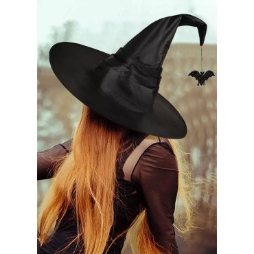 Halloween Bat Ruched Witch Hats - Black