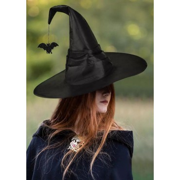Halloween Bat Ruched Witch Hats - Black