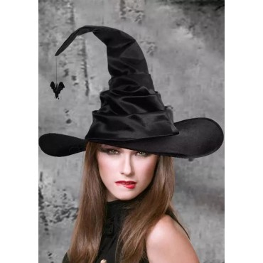 Halloween Bat Ruched Witch Hats - Black