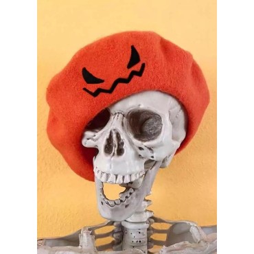 Halloween Pumpkin Face Beret Hat