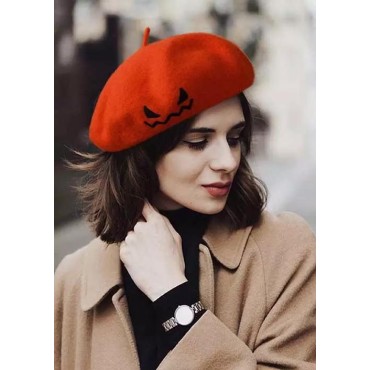Halloween Pumpkin Face Beret Hat
