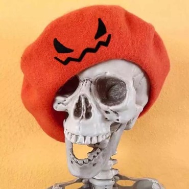 Halloween Pumpkin Face Beret Hat