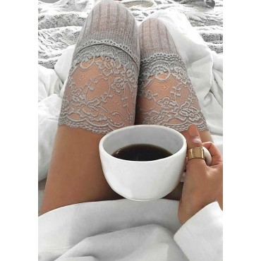 Mesh Lace Thigh-High Crimping Socks