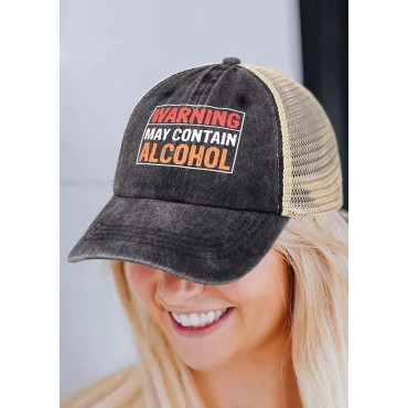 Warning May Contain Alcohol Baseball Cap - Black