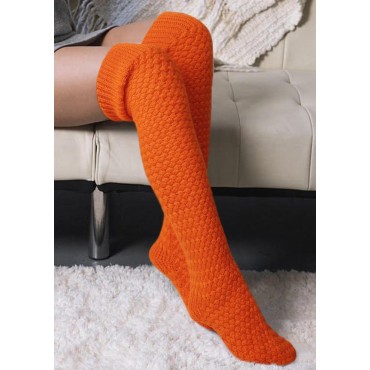 Soft Warm Crochet Over Knee Long Socks