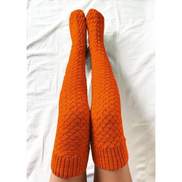 Soft Warm Crochet Over Knee Long Socks