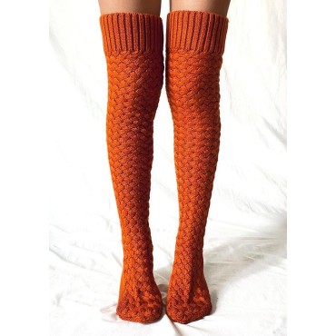 Soft Warm Crochet Over Knee Long Socks