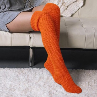 Soft Warm Crochet Over Knee Long Socks