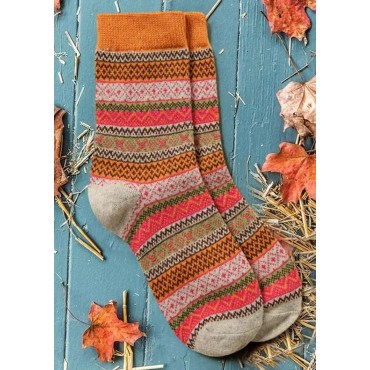Ethnic Geometric Crew Socks