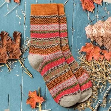 Ethnic Geometric Crew Socks