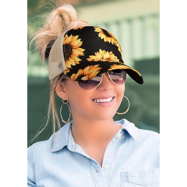 Sunflower Mesh Splicing Criss-Cross Hollow Out Baseball Cap
