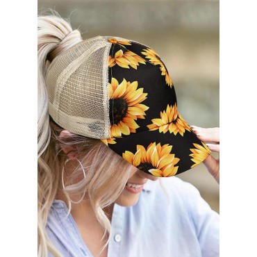 Sunflower Mesh Splicing Criss-Cross Hollow Out Baseball Cap