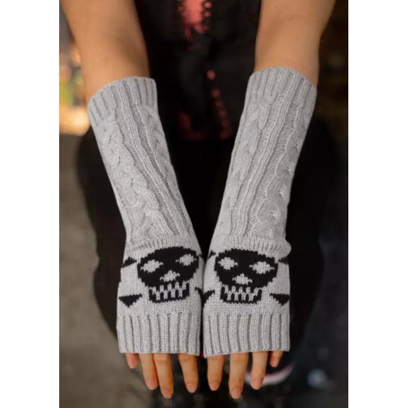 Halloween Skull Hollow Out Fingerless Gloves