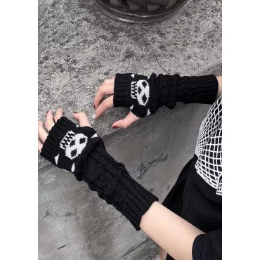 Halloween Skull Hollow Out Fingerless Gloves