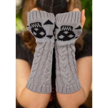 Halloween Skull Hollow Out Fingerless Gloves