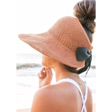 Foldable Hollow Out Sun Visor Straw Wide Brim Beach Hat