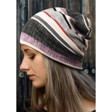 Color Block Striped Beanie Hat