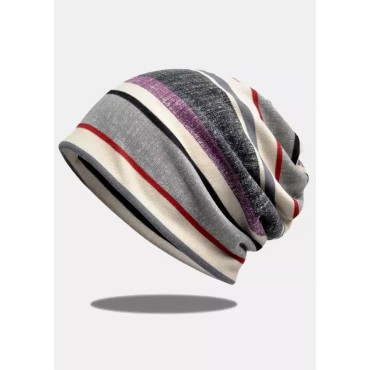 Color Block Striped Beanie Hat