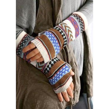 Ethnic Half Finger Long Gloves