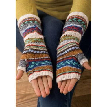 Ethnic Half Finger Long Gloves