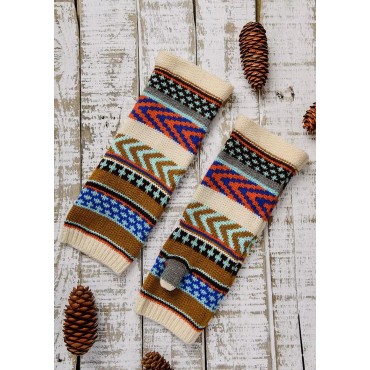 Ethnic Half Finger Long Gloves
