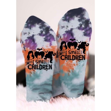 Halloween I Smell Children Star Tie Dye Crew Socks