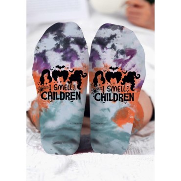 Halloween I Smell Children Star Tie Dye Crew Socks