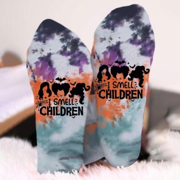 Halloween I Smell Children Star Tie Dye Crew Socks
