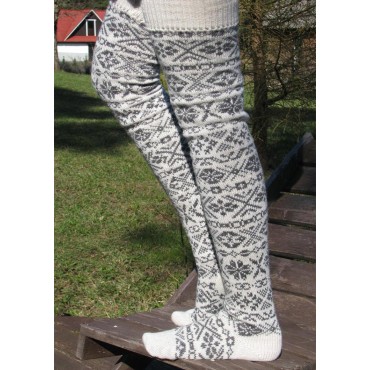 Christmas Snowflake Over Knee Extra Long Socks
