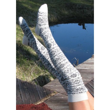 Christmas Snowflake Over Knee Extra Long Socks