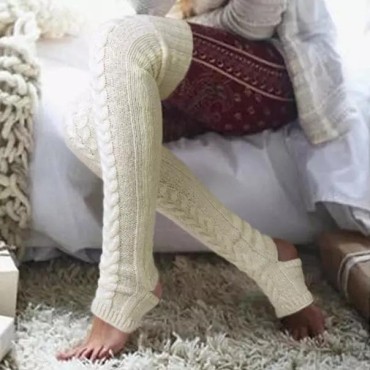 Soft Warm Knitted Leg Warmers Socks - White