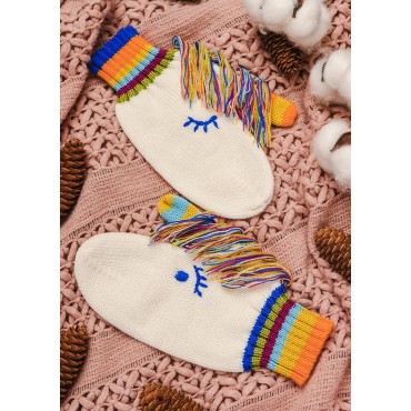 Unicorn Knitted Tassel Mittens Gloves