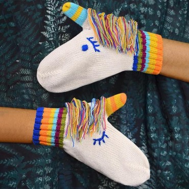 Unicorn Knitted Tassel Mittens Gloves