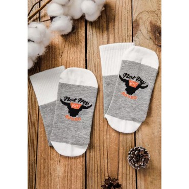 Not My First Rodeo Steer Skull Crew Socks - Gray