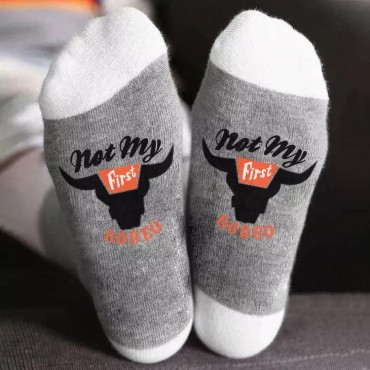 Not My First Rodeo Steer Skull Crew Socks - Gray