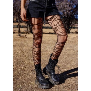 Hollow Out See-Through Fishnet Socks - Black