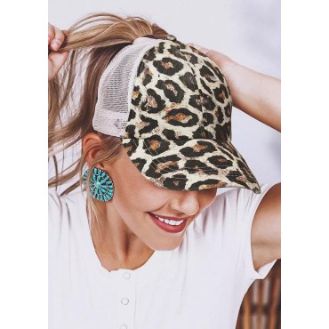 Leopard Mesh Criss-Cross Hollow Out Baseball Cap