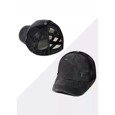 Leopard Mesh Criss-Cross Hollow Out Baseball Cap